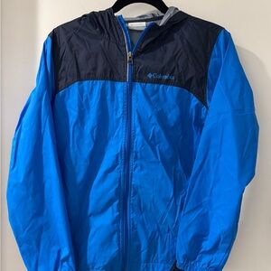 Columbia Bright Blue with Black Hood Zip-Up Windbreaker Jacket